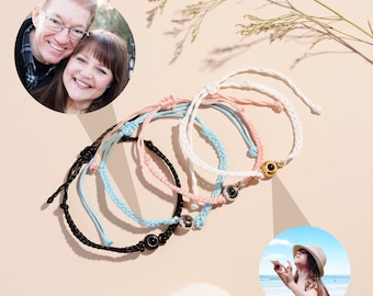 Personalized Multiple Color Photo Projection Bracelet, Memorial & Pet Photo Bracelet , Braided Rope Picture Bracelet