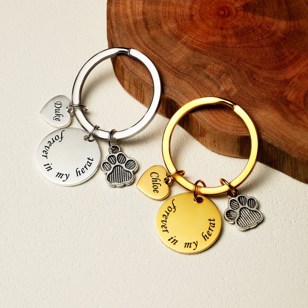 Customized Paw Print Keychain, Pet Memorial Key Chain for Pet Lovers, Remembrance Keychain, Dog Keychain, Dog Memorial Gift, Gifts for Him