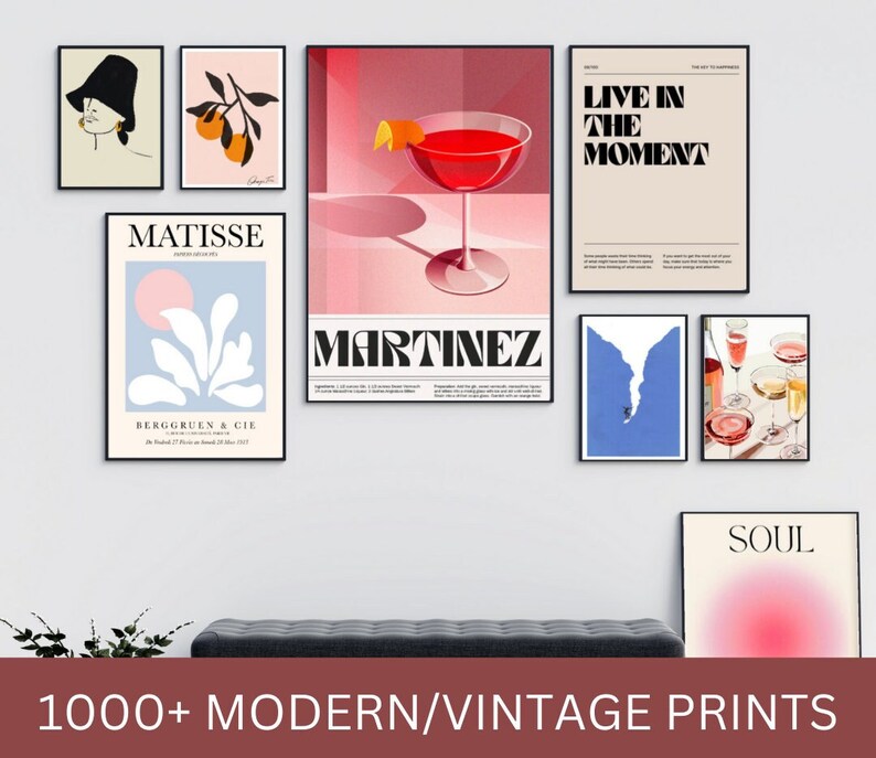 Oltre 1000 stampe d'arte vintage stampabili per la decorazione domestica Set di gallerie MEGA BUNDLE Set di oltre 1000 stampe d'arte Decorazione della parete della galleria Arte digitale immagine 1