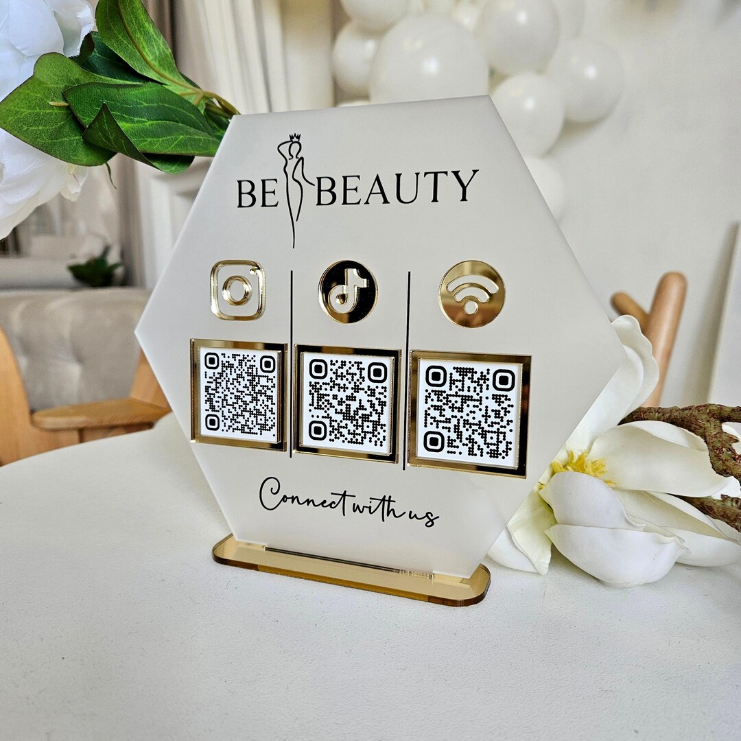 Multi QR Code Sign Business Social Media Sign Scan to Pay Salon Sign ...