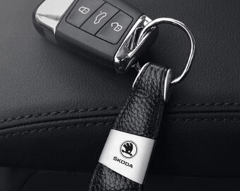 Skoda Auto Keychain ( Metal and Leather )
