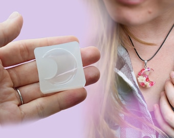 Crescent resin mold for earrings pendant / Moon glossy silicone mold