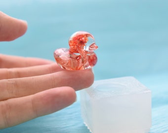 Molde de silicona de pato de resina 3D: llavero, colgante, figura (2 x 3 cm)