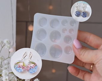 Stampo in silicone rotondo: stampo in resina profonda per pendenti e orecchini 48 39 30 24 21 17 15 12 9 mm