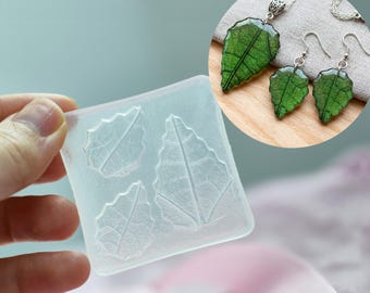 Silicone Mold for Resin pendant and earrings, realistic leaf texture