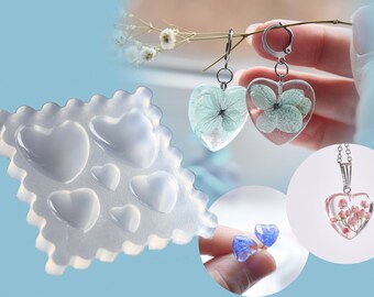 Heart silicone mold for resin heart earrings and pendants