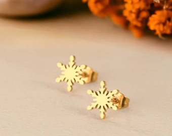 Schneeflocken-Ohrring, Schneeflocken-Ohrring, Schneeflocken-Ohrring, Mini-Schneeflocken-Mädchen-Ohrring aus Gold und Silber