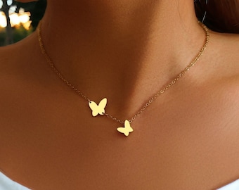 Collier femme acier inoxydable, collier pendentif papillon, collier ras de cou papillon, collier papillon original, cadeau unique pour elle