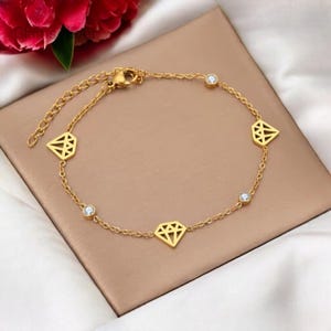 Women&#39;s stainless steel bracelet, minimalist gold bracelet, sparkling crystal bracelet gift, fine gold and silver chain bracelet