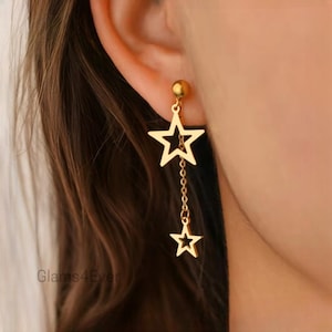 Stainless steel star earring, star pendant earring, star chain earring, original star earrings
