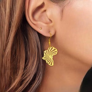 Boucle d'oreille carte Afrique, boucle d'oreilles Afrique originale, boucle d'oreille africaine or et argent, boucle d'oreille inoxydable