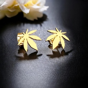 Gold leaf stud earring, maple leaf stud earring, small leaf shaped earring, stainless steel earring