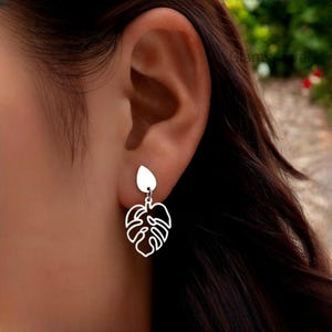 Stainless Steel Leaf Dangle Earring, Gold and Silver Leaf Earrings, Original Hollow Leaf Earring