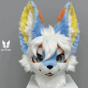 Tortoiseshell Dog Fursuit Head, Customized Kenomo Fur Clothing, Fursuit Accessories, Furry Ears, Fantasy Creature, Furry Cosplay Gifts