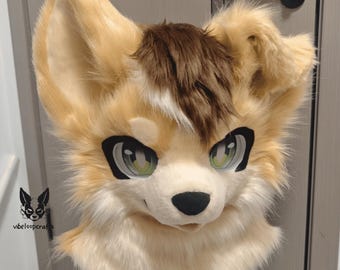 Tête de fursuit Shiba Inu, tempête du désert, vêtements personnalisés en fourrure de bête véritable, accessoires de fourrure, oreilles à fourrure, créature fantastique, fourrure, cosplay