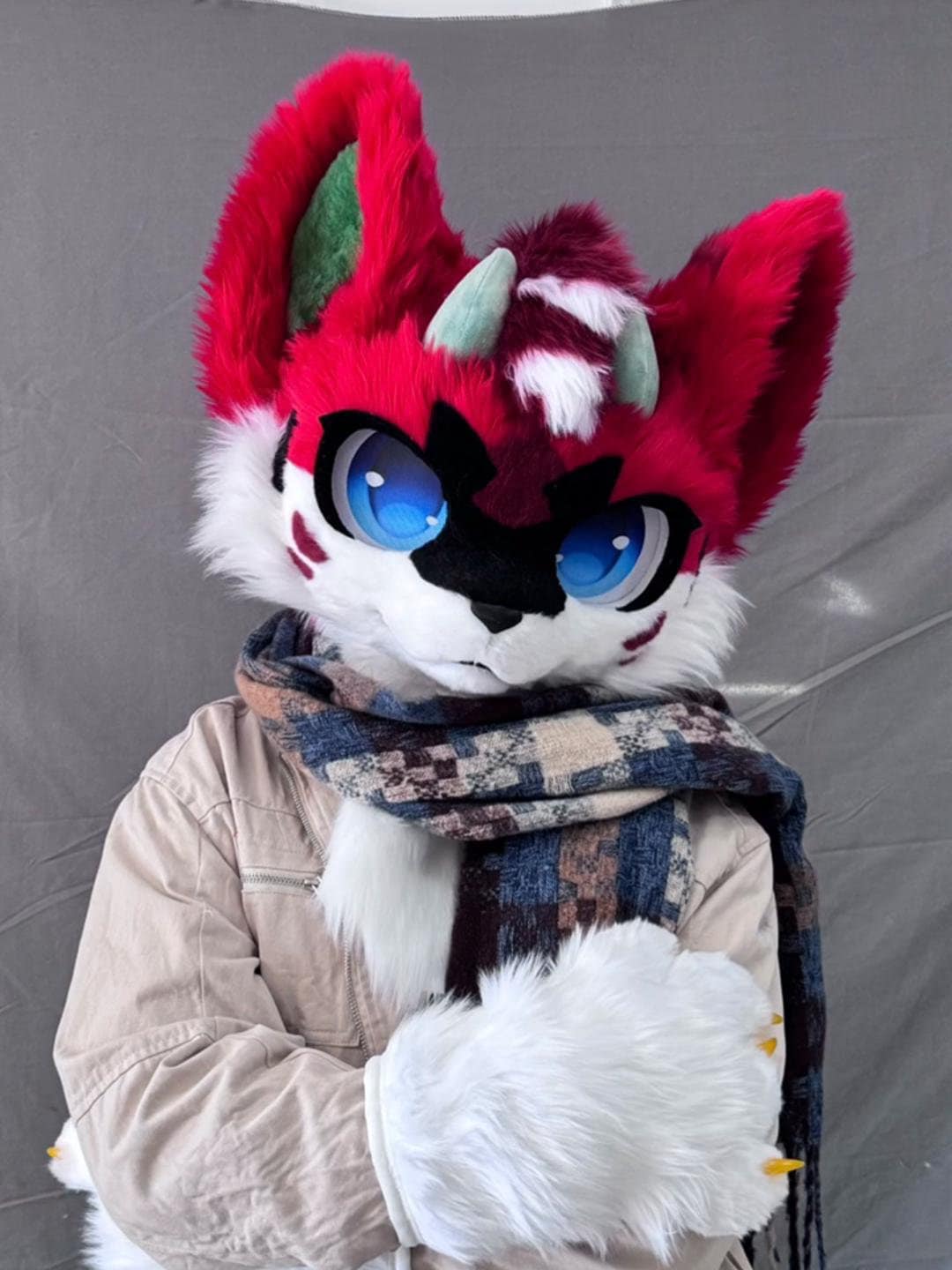 Flame Red Fox Fursuit Head, Customized Kenomo Fur Clothing