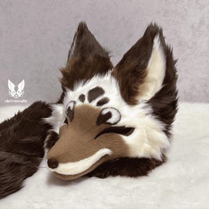 Cute Coffee Fox Lady Fursuit Head, Customized Kenomo Fur Clothing, Fursuit Accessories, Furry Ears, Fantasy Creature, Furry Cosplay Gifts