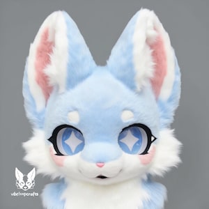 Blue Star Dog Fursuit Head, Customized Real Beast Fur Clothing, Fursuit Accessories, Furry Ears, Fantasy Creature, Furry, Cosplay