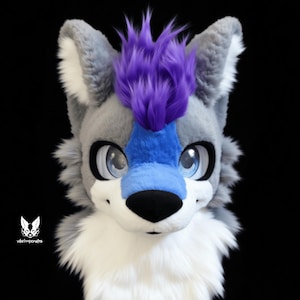 Blue-nosed Wolf Fursuit Head, Customized Coffee Colored Pudding Puppy, Fursuit Accessories, Furry Ears, Fantasy Creature, Furry, Cosplay
