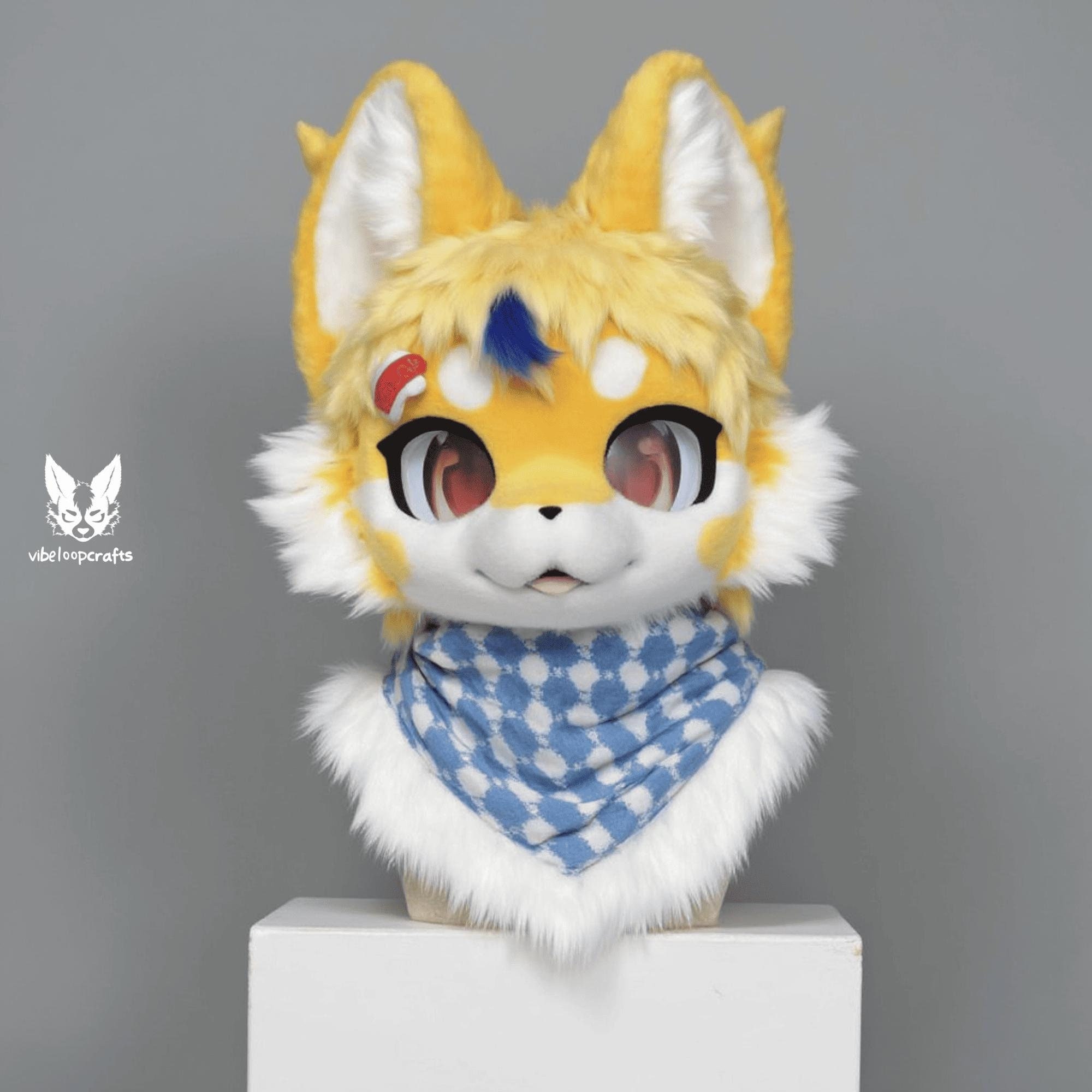 Butter Chipmunk Fursuit Head, Customized Kenomo Fur Clothing, Fursuit Accessories, Furry Ears, Fantasy Creature, Furry Cosplay Gifts