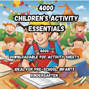 4000 の子供用アクティビティ セット、教育用キッズ、保育園、幼稚園、幼稚園の PDF シート、塗り絵、ロールプレイ、読書カード ownload
