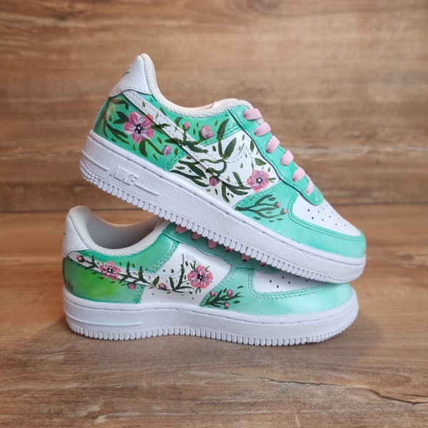 Custom Nike Air Force Kinder Flower Design, personalisierte Schuhe, Kinderschuhe,