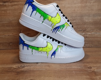 Custom Nike Air Force 1 Slime Design, Hand Painted Shoes, Personalized Shoes