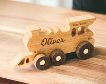 Nombre del tren de madera con imanes, nombre de madera tren del alfabeto con letras de nombre juguete educativo Navidad única, 1er regalo de cumpleaños juguete para niños pequeños