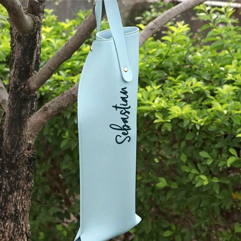 Personalisierter Weinhalter-Caddy aus Leder, individuell gravierte Weinhülle, handgefertigter Weinhalter, monogrammierte Weintasche, Weinzubehör, Geschenke Bild 7