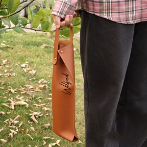 Personalisierter Weinhalter-Caddy aus Leder, individuell gravierte Weinhülle, handgefertigter Weinhalter, monogrammierte Weintasche, Weinzubehör, Geschenke Bild 6