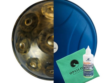 Opsilon Handpan - 9 tones 440 or 432 Hz including blue PU case and care set from HandpanCare