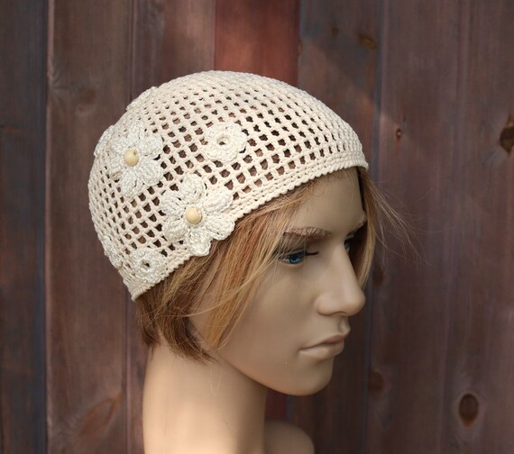 Elegant Cream Crochet Hat with Floral Accents ladies handmade crochet rose straw hat wide brim summer - Temu main image 2