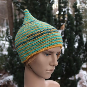 Kabouterhoed, pixie wintermuts, gehaakte muts met puntige bovenkant, damesmuts, herenmuts