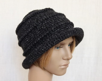 Chapéu Cloche de Lã de Crochê: Chapéu de Inverno com Aba