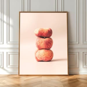 Pfirsich Wand Kunst Druck - Tutti Frutti Küchen Dekor, minimalistisches Obst Poster, druckbares Sommer Kunstwerk, Pfirsich Kunst Download