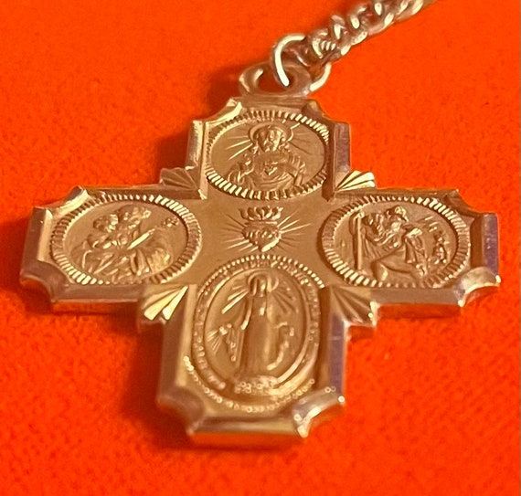 14k Gold Catholic Cross and Necklace. - image 1