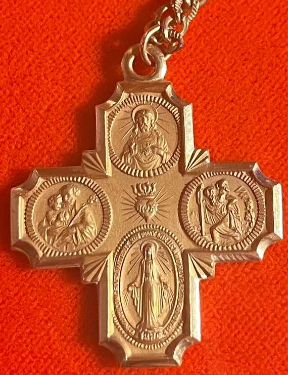 14k Gold Catholic Cross and Necklace. - image 2