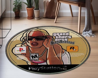 Round Decor Rug, Circle Rug, Video Game Rug, Gaming Rug, Popular Game Carpet, CD Record, Boys Room Rug,Gaming Room Rug, Gamer Gift, Gaming