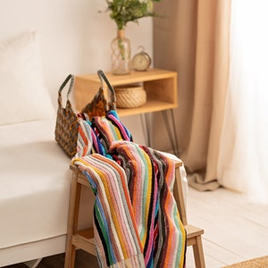 Rainbow Bath Towel, Turkish Cotton Peshtemal Towel, 100% Cotton Peshtemal, Multicolor Loincloth Towel, Unisex Cotton Towel for Spa