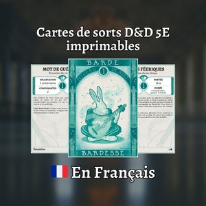 Karty zaklęć D&D 5e w języku francuskim: Bard / Bardess - format PDF do druku