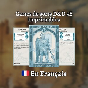 Cartes de sorts D&D 5e en Français : Guerrier / Guerrière - Format PDF imprimable