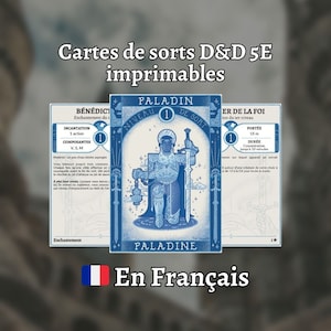 フランス語の D&D 5e スペル カード: Paladin / Paladine - 印刷可能な PDF 形式