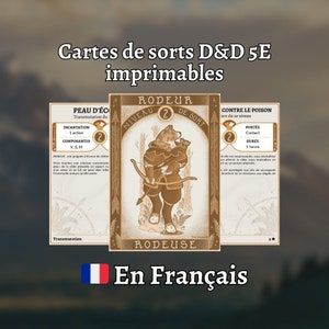 フランス語の D&D 5e スペル カード: レンジャー - 印刷可能な PDF 形式