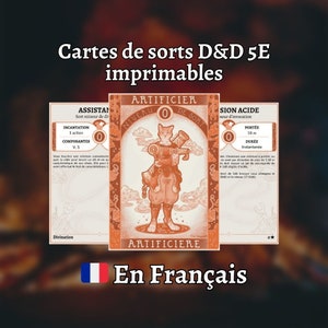 Cartas de feitiço D&D 5e em francês: Artífice - formato PDF para impressão