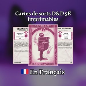 Cartes de sorts D&D 5e en Français : Roublard / Roublarde - Format PDF imprimable