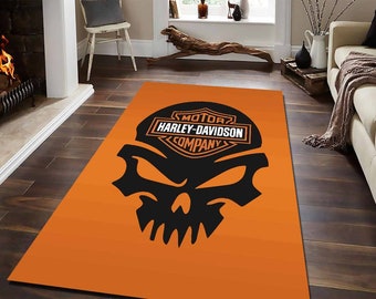 Harley Davidson Wohnzimmer Teppich / Teppich maschinenwaschbar