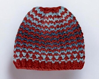 Hand Knit Colorful Crochet Beanie: Boho Style Winter Hat