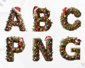 Christmas Ornament Alphabet: Festive A-Z Letters Clip Art (PNG)