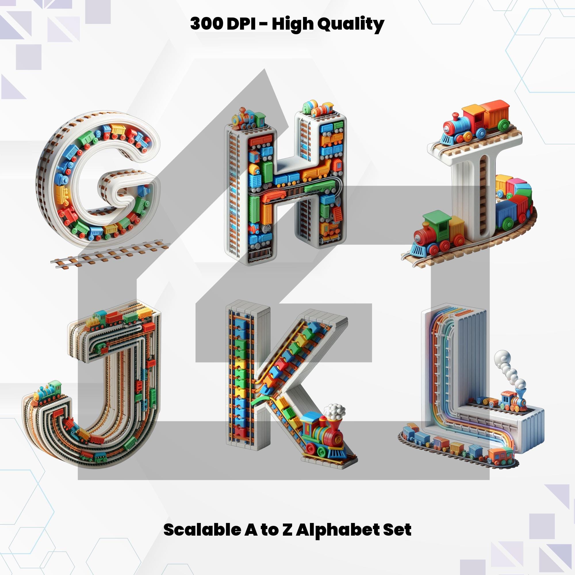 Toy Train Themed Alphabet and Numbers | 3D Sublimation PNG Clipart for ...