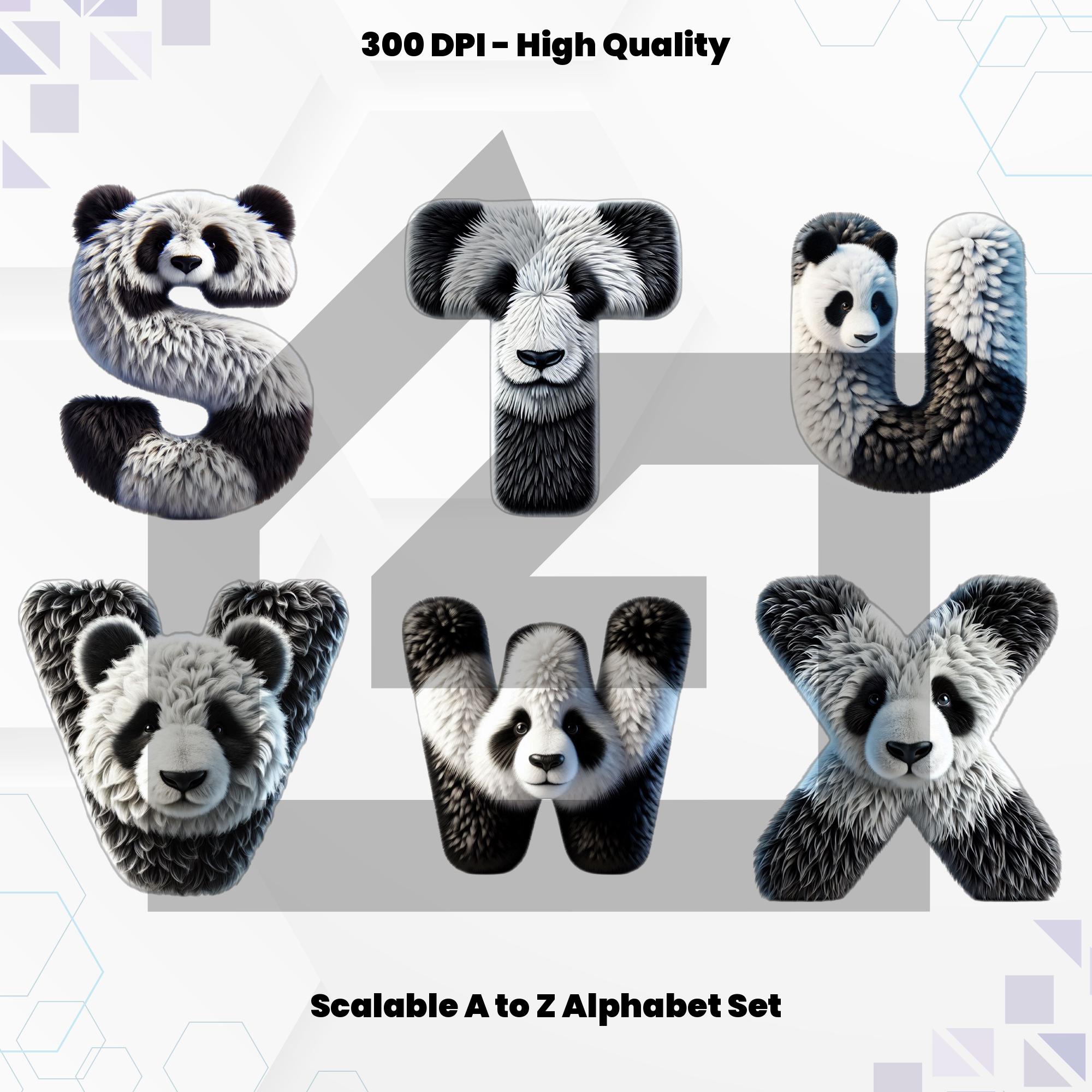 Panda Fur Alphabet PNG: Doodle Font, Animal Letters (digital Stickers ...